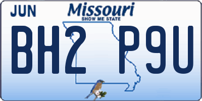 MO license plate BH2P9U