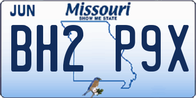 MO license plate BH2P9X