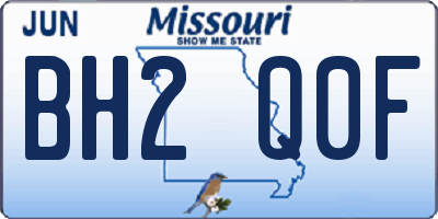 MO license plate BH2Q0F