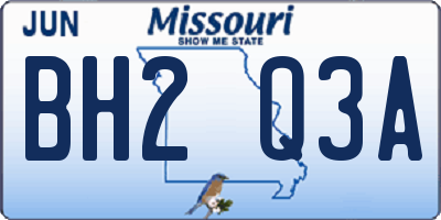 MO license plate BH2Q3A