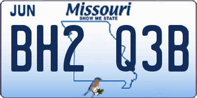 MO license plate BH2Q3B