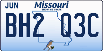 MO license plate BH2Q3C
