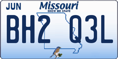 MO license plate BH2Q3L