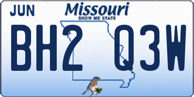 MO license plate BH2Q3W
