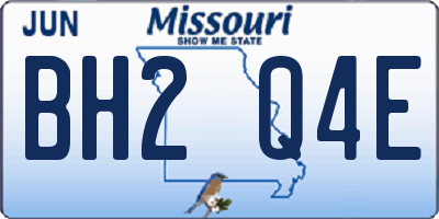 MO license plate BH2Q4E