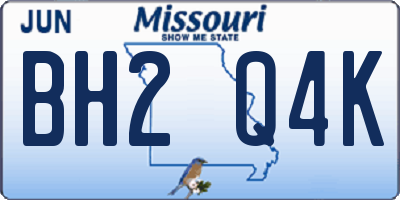 MO license plate BH2Q4K