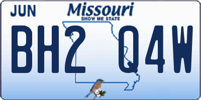 MO license plate BH2Q4W