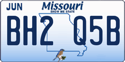 MO license plate BH2Q5B