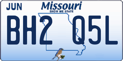 MO license plate BH2Q5L