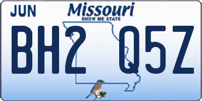 MO license plate BH2Q5Z