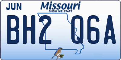 MO license plate BH2Q6A