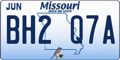 MO license plate BH2Q7A