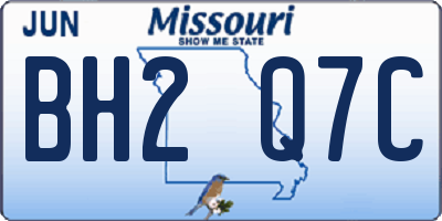 MO license plate BH2Q7C