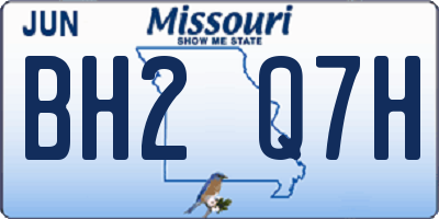 MO license plate BH2Q7H