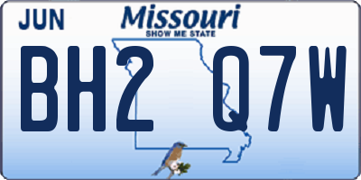 MO license plate BH2Q7W