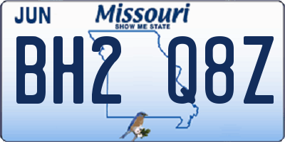 MO license plate BH2Q8Z