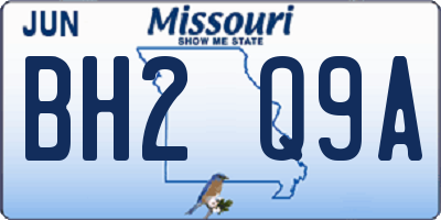 MO license plate BH2Q9A