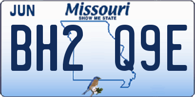 MO license plate BH2Q9E