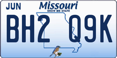 MO license plate BH2Q9K