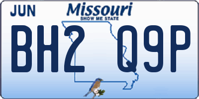 MO license plate BH2Q9P