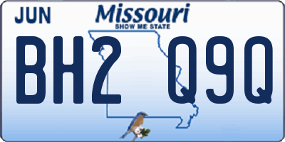 MO license plate BH2Q9Q