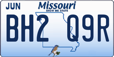 MO license plate BH2Q9R