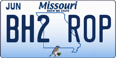 MO license plate BH2R0P