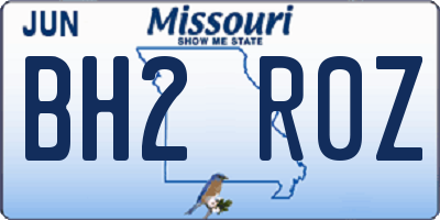MO license plate BH2R0Z