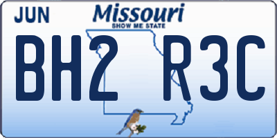 MO license plate BH2R3C