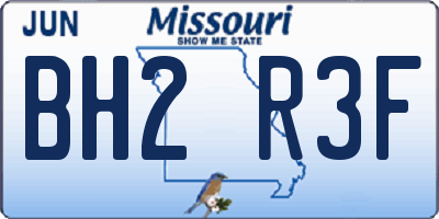 MO license plate BH2R3F