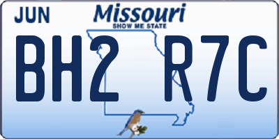 MO license plate BH2R7C