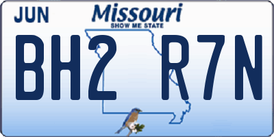 MO license plate BH2R7N