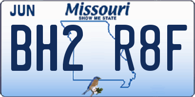 MO license plate BH2R8F