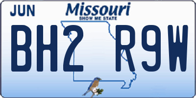 MO license plate BH2R9W