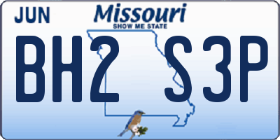 MO license plate BH2S3P