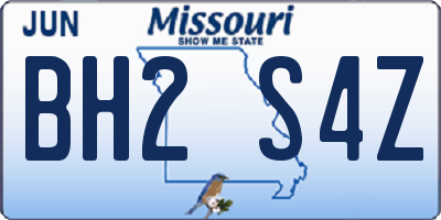 MO license plate BH2S4Z