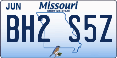 MO license plate BH2S5Z