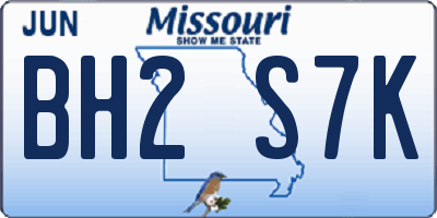 MO license plate BH2S7K