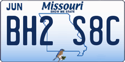 MO license plate BH2S8C