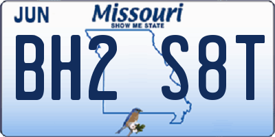 MO license plate BH2S8T