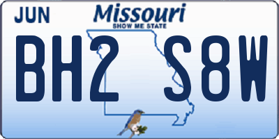 MO license plate BH2S8W