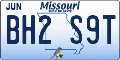 MO license plate BH2S9T