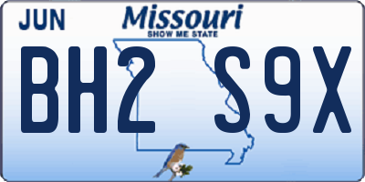 MO license plate BH2S9X