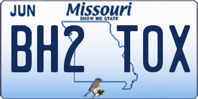 MO license plate BH2T0X