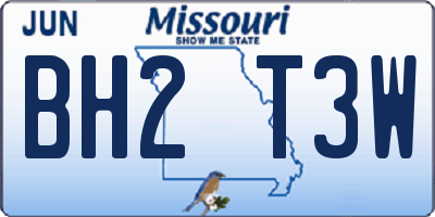 MO license plate BH2T3W