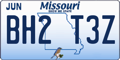 MO license plate BH2T3Z