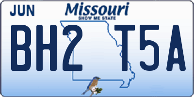 MO license plate BH2T5A