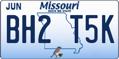 MO license plate BH2T5K