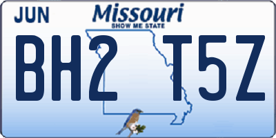 MO license plate BH2T5Z