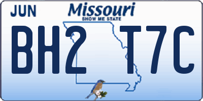 MO license plate BH2T7C
